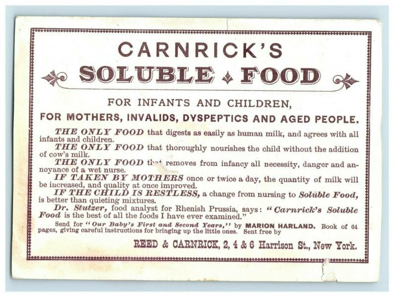 Carnrick's Soluble Food for Infants Invalids Aged People Scale Big Baby
