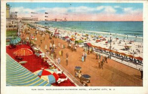 Sun Deck, Marlborough-Blenheim Hotel Atlantic City NJ c1946 Vintage Postcard N29