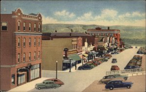 Rock Springs Wyoming WY Street Scene Birdseye View 1940s Linen Postcard