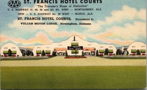 Postcard St. Francis Hotel Courts in Montgomery and Mobile, Alabama~132302