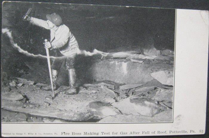 Fire Boss Making Test For Gas After Fall Of Roof Pottsville PA 1906 Coal Mine