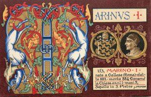 Postcard Pope Marinus I Strange Medieval Art Poster Art Marino I Weird Animals