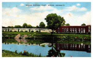 Vintage 1940s Postcard Sewage Disposal Plant, Marion, Indiana