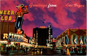 Las Vegas NV Freemont St. Lucky Strike Bingo Boulder Nugget Saloon Postcard E31 