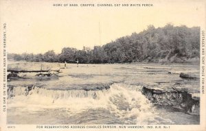 New Harmony Indiana Dam On Wabash River, B/W Photo Print Vintage Postcard U7089