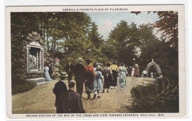 Pilgrims Second Station Pilgrimage Holy Hill Wisconsin 1920s postcard