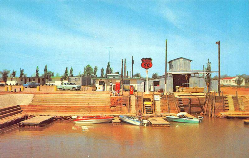 Ira TX Boyd Lodge Resort Phillips 66 Gas Station Boats Cars Postcard