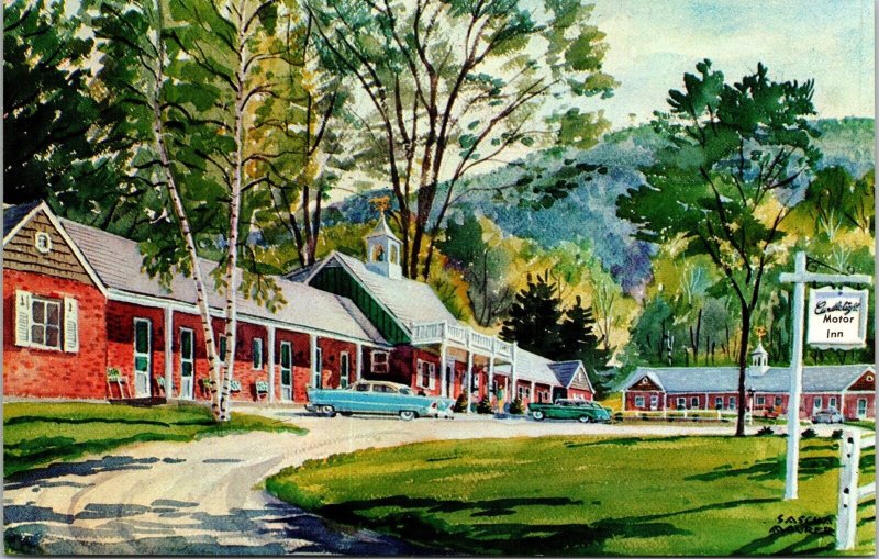 Candle Light Motor Inn Greenfield Massachusetts MA Old Cars Postcard VTG UNP  