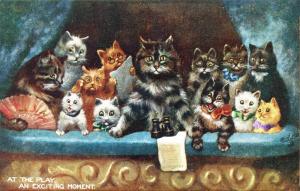 Raphael Tuck Louis Wain Cats At The Play Exciting Moment Postcard 