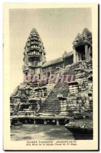 Postcard Ancient Ruins Cambodia Angkor Angkor Vath D Wing northern facade