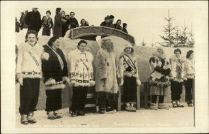 Alaska Women Beauty Contest Queens on Ice Throne Real Photo Postcard