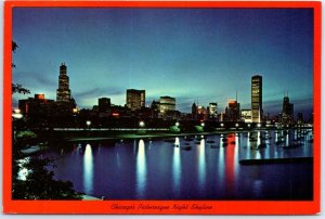 Postcard - Chicago's Picturesque Night Skyline - Chicago, Illinois