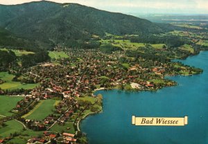 Tegernsee Germany, Bad Wiessee Residential View Along The Bay Mountains Postcard