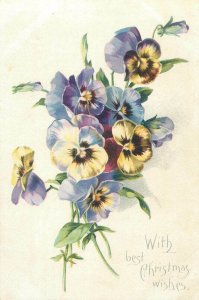 Artistic heart ease flowers Raphael Tuck 1906 Christmas greetings postcard