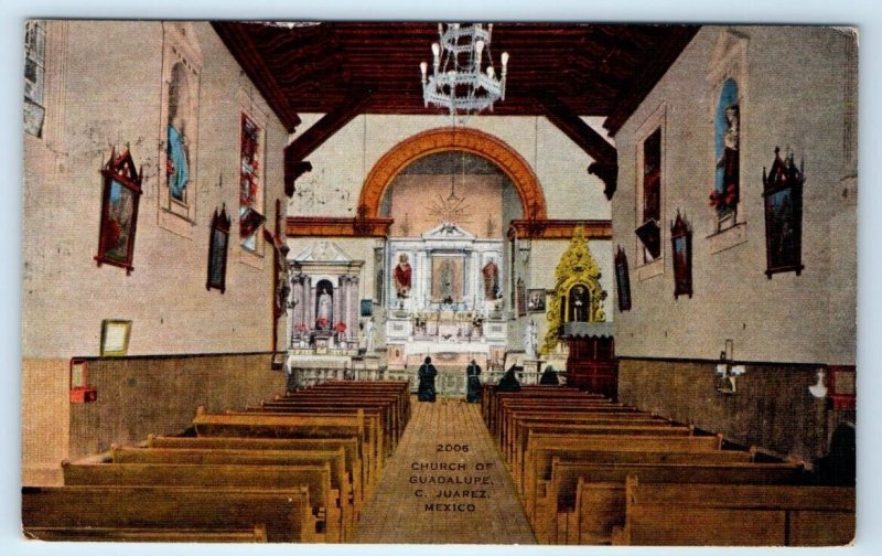 Interior Church of Guadalupe C. Juarez Mexico Postcard