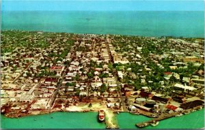 Postcard FL Aerial View Key West Tip End of Overseas Highway Fuel Tanks 1963 S42