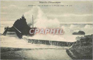 Old Postcard Biarritz Raz Maree of February 2