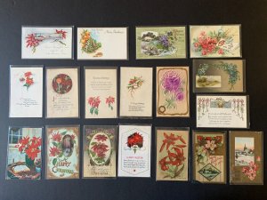 LOT - 18 Vintage Postcards - Holiday Christmas - Flowers L2307144753 