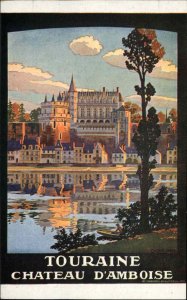 Touraine France FR Chateau d'Amboise Poster Art Vintage Postcard