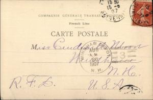 French Steamship LA LORRAINE Used 1907 Windham Depot NH Doane Cancel PC