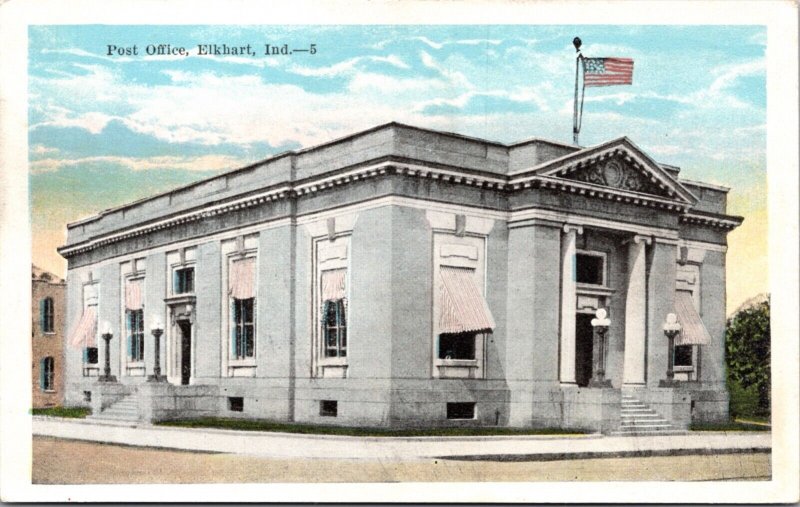 Postcard United States Post Office in Elkhart, Indiana