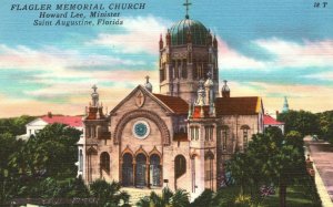 Vintage Postcard 1930's Flagler Memorial Church Minister St Augustine Florida