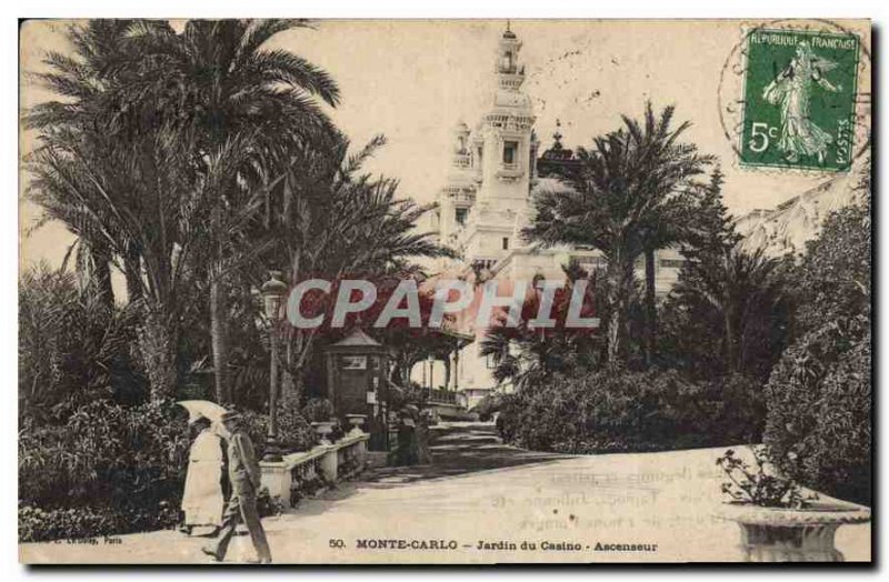 Old Postcard Monte Carlo Casino Garden Lift