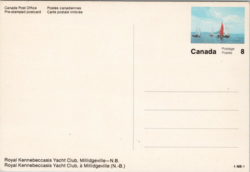 Royal Kennebeccasis Yacht Club Millidgeville NB Sailboats Unused Postcard C5