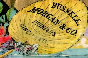 1870's Poster Trade Show Card Label Printer Russell Morgan & Co Fan Fruit P183