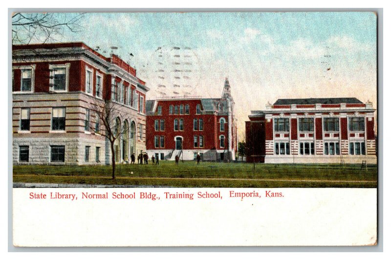 1909 Postcard State Library Normal School Bldg. Emporia KS Standard View Card 