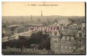 Old Postcard Paris Vue Generale Seven Bridges Eiffel Tower