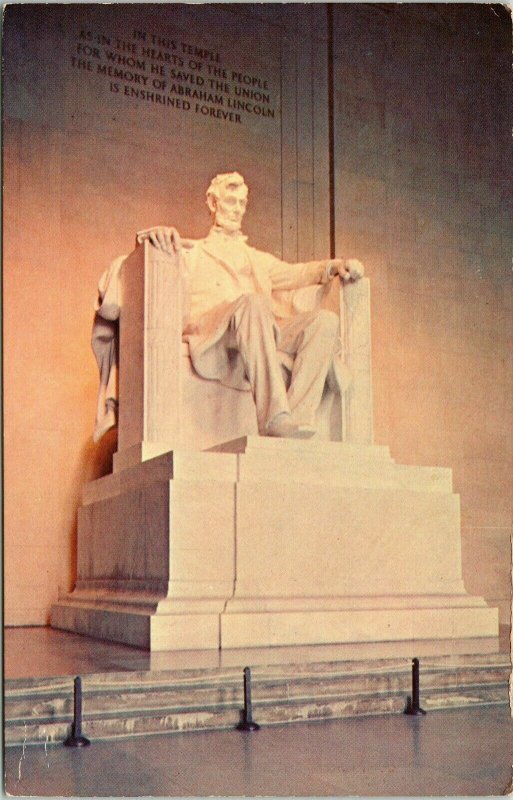 Lincoln Statue Washington DC Memorial VTG Postcard UNP Unused Vintage 