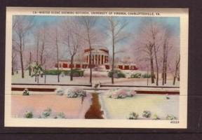 Virginia Post Card Rotunda Winter University of Va 