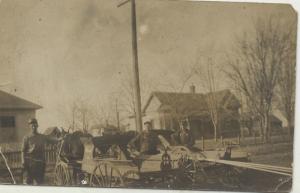 rppc - BUILDING CONTRACTORS - HORSE DRAWN WAGONS w VICES/LUMBER - CIRCA 1910