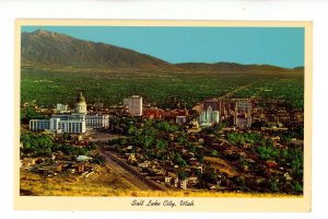 UT - Salt Lake City. Bird's Eye View, City, Great Salt Lake Valley & Wasatch Mts