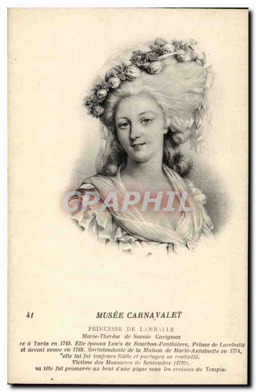 Old Postcard Musee Carnavalet Princess Lamballe Marie Therese of Savoy Carignan