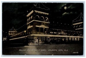 c1910's Million Dollar Pier At Night Moon Atlantic City New Jersey NJ Postcard 