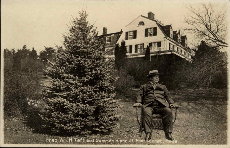 US President William Taft Montserrat MA c1910 Real Photo Postcard