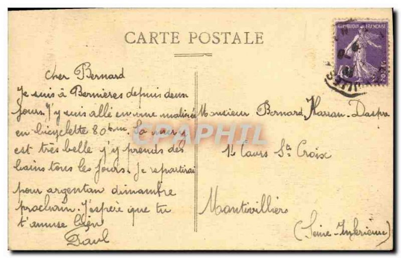 Old Postcard Berniers Sur Mer Beach Vue Generale