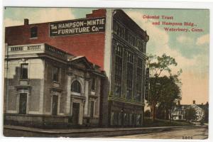 Hampson Furniture Store Colonial Trust Bank Waterbury Connecticut 1910c postcard