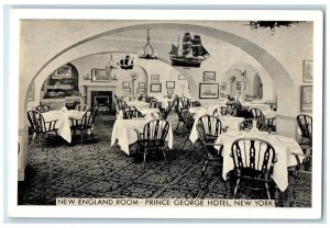 c1930s Prince George Hotel New England Room Dining Interior New York NY Postcard