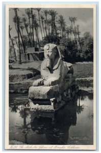 c1930's The Alabaster Sphinx At Memphis Lakhara Cairo Egypt Vintage Postcard