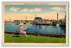 1954 Harbor Scene in Nantucket, Massachusetts MA Vintage Postcard