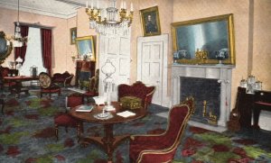 Vintage Postcard 1930's Drawing Room Hermitage Gen. Jackson's Home Nashville TN