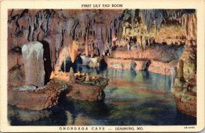 First Lily Pad Room Onondaga Cave Leasburg MO Lebanon Cancel c1949 Postcard 1c 