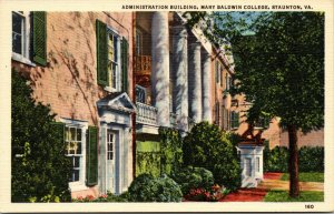 Vtg Administration Building Mary Baldwin College Staunton Virginia VA Postcard