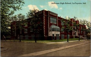 Postcard Jefferson High School in LaFayette, Indiana