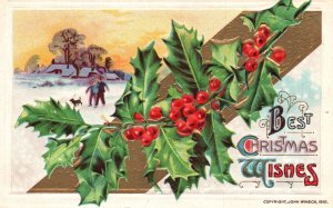 Vintage Postcard 1910's Best Christmas Wishes Holiday Yuletide Season's Greeting