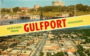 Gulfport Mississippi Small Yacht Harbor Aerial View 1950s Deep Postcard 21-12060