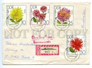 496155 EAST GERMANY GDR 1979 FDC dahlias flowers real post registered Schwedt